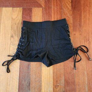 Forever 21 Black Lace-Up High Waisted Stretch Shorts Size Medium